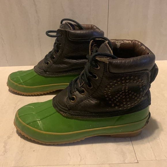 Lucky Brand Daria Women's Black Green Peace Duck Ankle Boots Size 8M - Picture 2 of 12